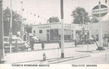 Tell City Indiana Young's Standard Service Gas Station Vintage Postcard AA20639
