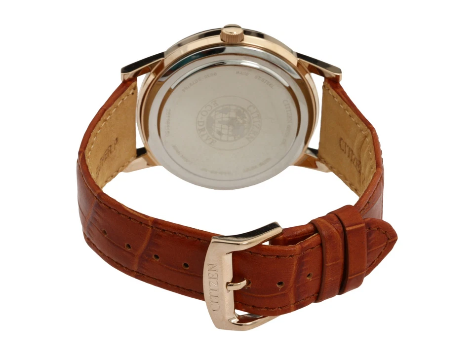 Correa para reloj Citizen original de cuero marrón de 22 mm de vestir para hombre AO9003-08E Foto 4 de 4