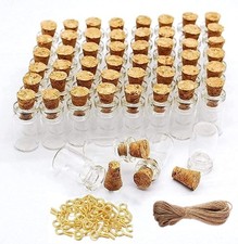100 Pcs 0.5ml Mini Small Glass Bottles with Cork Stoppers 20 Meters Twines Tiny