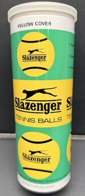 Vintage Metal Can Of 3 Slazenger Tennis Balls Yellow New Sealed Can