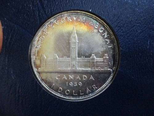 1939 Canada Silver Dollar Coin Toned Uncirculated MS BU