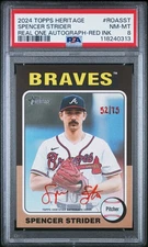 2024 Topps Heritage Spencer Strider Real One Autograph Red Ink PSA #75
