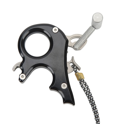 (Black)Archery Thumb Trigger Aluminum Alloy Compound Bow Release Aids 3 Fin GF