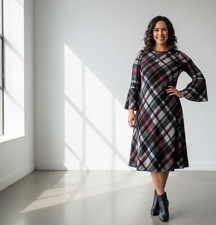 J. Howard NWT Plaid  Dress S Small Red Black Gray Career & Fun