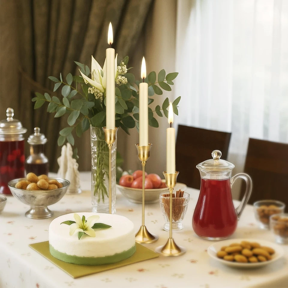 3 Candelabros Dorados Altos De Metal Para Velas Mesa Decoración Sala El Hogar Foto 3 de 4