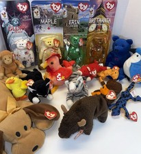 Beanie Babies Ty Vintage Lot Of 17 Some Sealed Dog Birds Bears