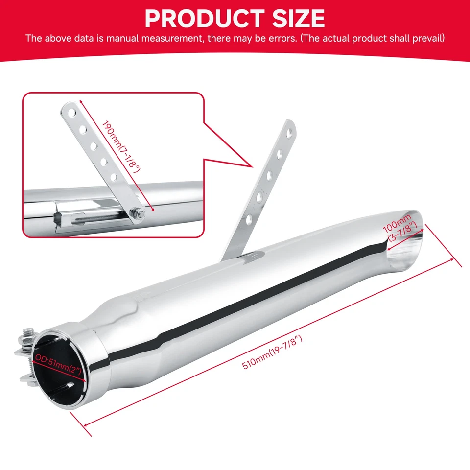 2x For Honda Magna 750 700 V30 Bobber Slip-On Exhaust Muffler Pipe Slash Cut - Image 2 of 4