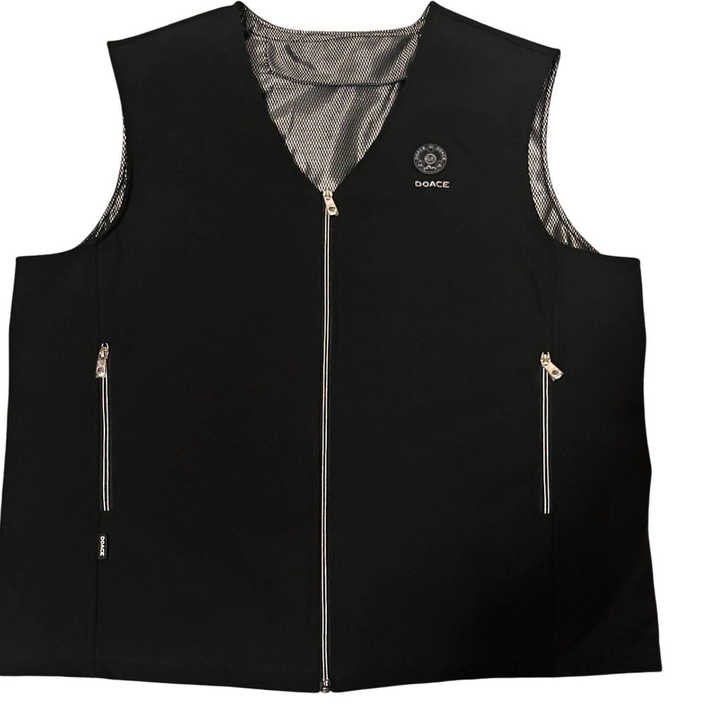 NWOT DOACE Black All-Area Heated Vest USB Powered Size 3XL Full Zip Mesh Lining