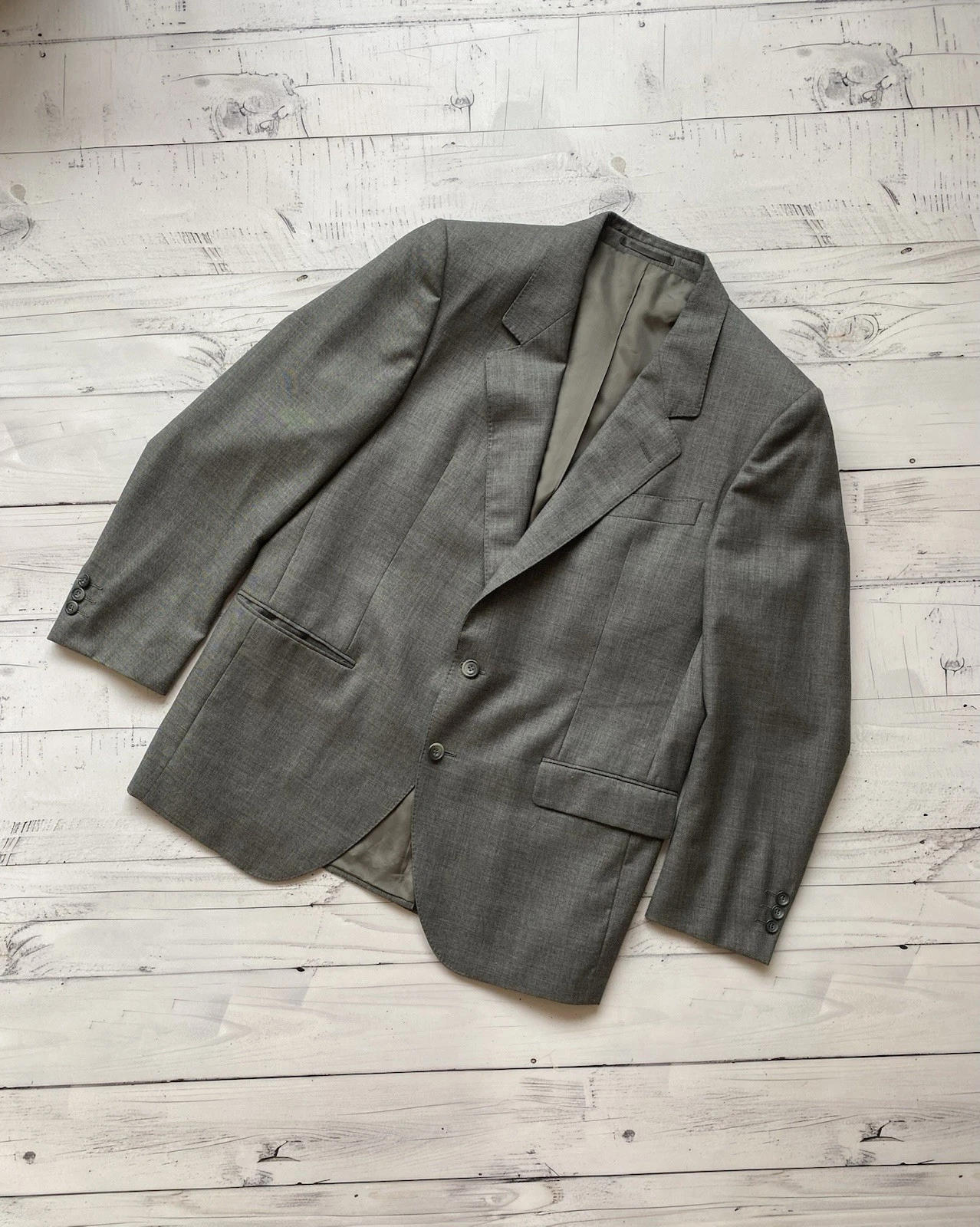 Burberrys Gray Herringbone Wool Blazer Vintage size 46