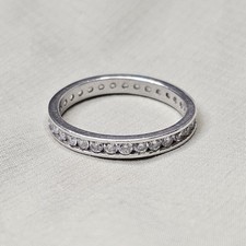 925 Sterling Silver Cubic Zirconia Eternity Band Ring Size 8 - 2.1g