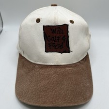 Old Vintage 1990s WILL GOLF FOR 4 FOOD Humor GOLF LOVER ADJUSTABLE STRAP HAT CAP