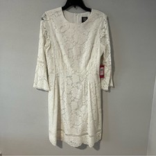 New Vince Camuto Lace Bell Sleve Knee Length White Dress Womens size 10