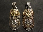 2 Pcs Lovely Hand Made Tibetan Silver *God Mask* Amulet Pendants HH021