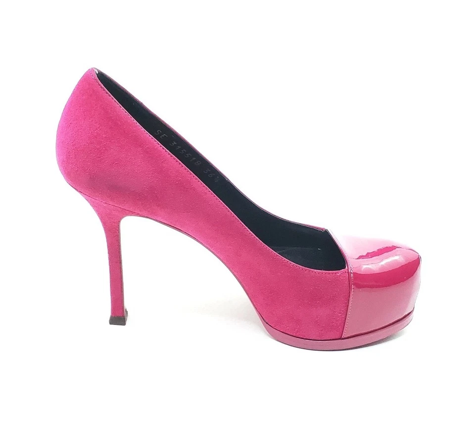 Zapatos de salón Yves Saint Laurent Tribtoo plataforma gamuza rosa charol puntera 36,5 EE. UU. 6,5 Foto 2 de 4