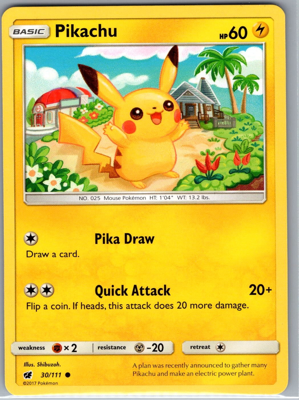 Pikachu 30/111 Non Holo SM - Crimson Invasion - Pokemon Card - NM