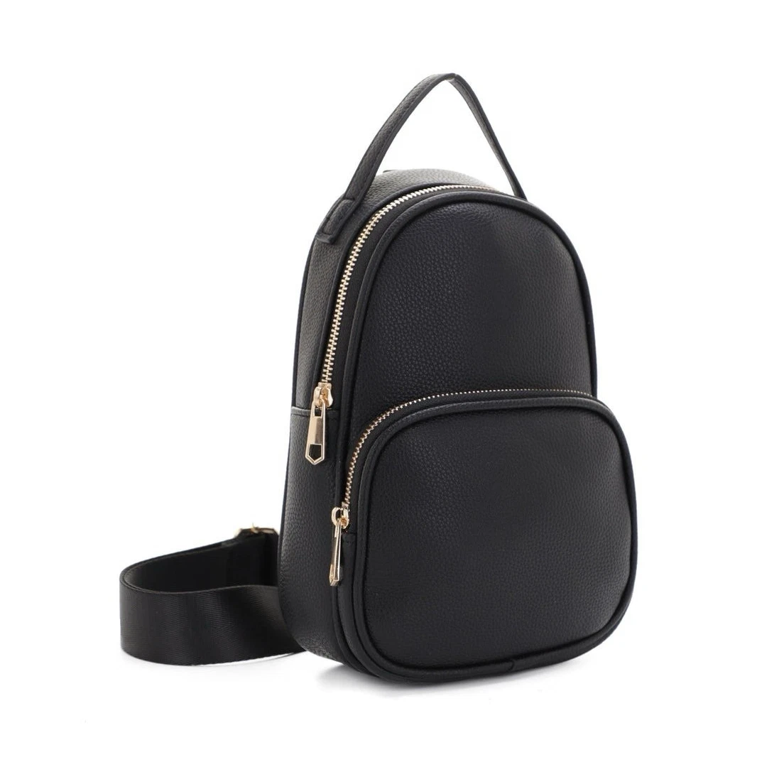 Black faux Leather Backpack - Unbranded Sloan Mini Backpack | Full grain leather, compact everyday  main image 4