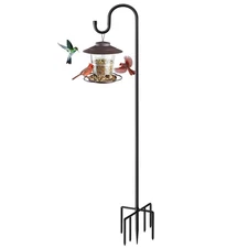84" Shepherds Hooks for Outdoor with 7 Prongs Base, Heavy Duty Bird Feeder Po...