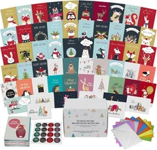 Dessie 100 Unique Modern Christmas Cards with Envelopes 4x6 Inches, Assorted 