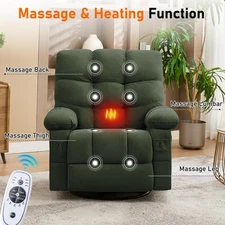 Rocker Recliner Chair with Vibration Massage, Heating & USB Port, Oversized