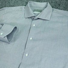 Canali Dress Shirt Mens 18 46 Blue White Impeccabile Made in Italy READ