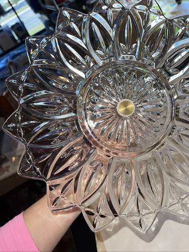 Vintage 2 Tier Glass Petal Serving Trinket Tray Dessert Appetizers 11.5 & 9" - Picture 6 of 7