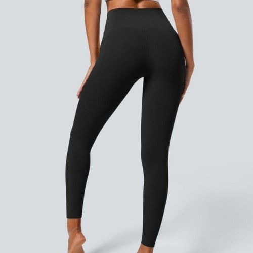 Halara Cloudful Crossover Leggings Black Pockets Womens XS Athliesure Activewear - Picture 2 of 8