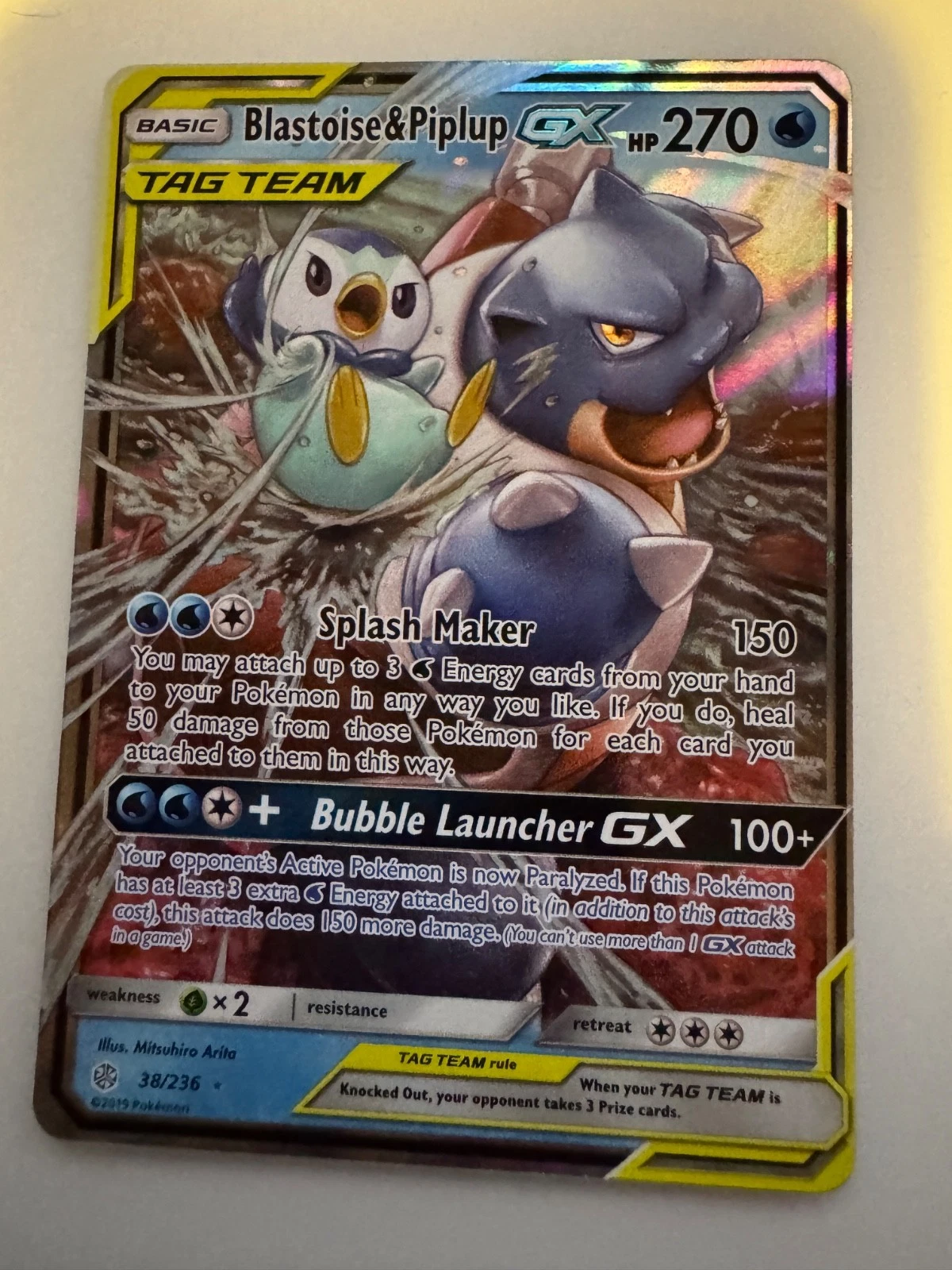 Blastoise & Piplup GX 38/236 - Cosmic Eclipse  - PORTUGUESE CARD - Pokemon TCG