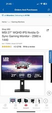MSI 27" 2K 180Hz Gaming Monitors Condition: 9/10, June 2025