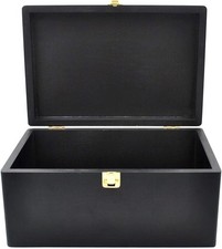 Large Wooden Storage Box with Hinged Lid, Wood Keepsake Chest, Perfect for St...