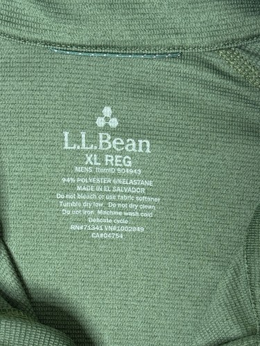 LL Bean 1/4 Zip Mens Base Layer Midweight Athleisure Green Size XL - Picture 10 of 11