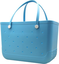 X-Large Waterproof Sandproof Rubber Beach Tote Bag with Zipper Pocket and Phone