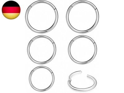 6 Stück Nasenring Edelstahl 18G, Nasenring Hoop, Hypoallergen Nasenringe Conch
