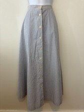 Lauren Ralph Lauren Blue White Striped Maxi Skirt Size 4 Seersucker Vintage 90s