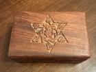 Vintage Carved Wood Keepsake Trinket Box Jewelry Box Floral Inside Stars Design — photo 1