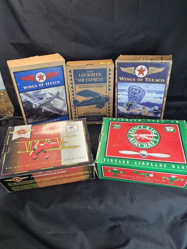 Airplane , LOT OF 5 IN THE BOX WINGS OF TEXACO-BANKS & MODELS Never Used.  Bank