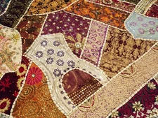 60" CHRISTMAS GIFT ETHNIC IND ART DÉCOR VINTAGE SARI WALL HANGING ROUND TAPESTRY