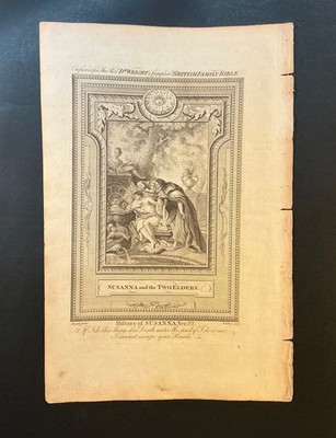 Antiquarian Religious Engraving - Susanna and the Elders    - 1782