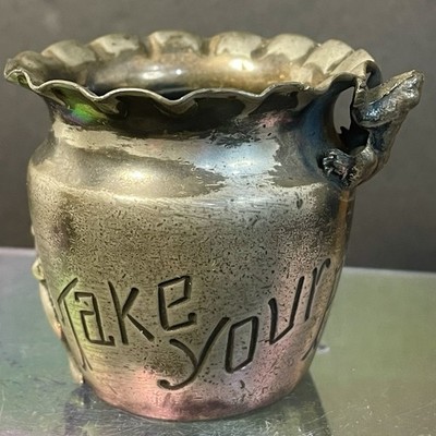 Silverplate Toothpick Holder TAKE YOUR PICK Applied Frog Lizard EG Webster NY