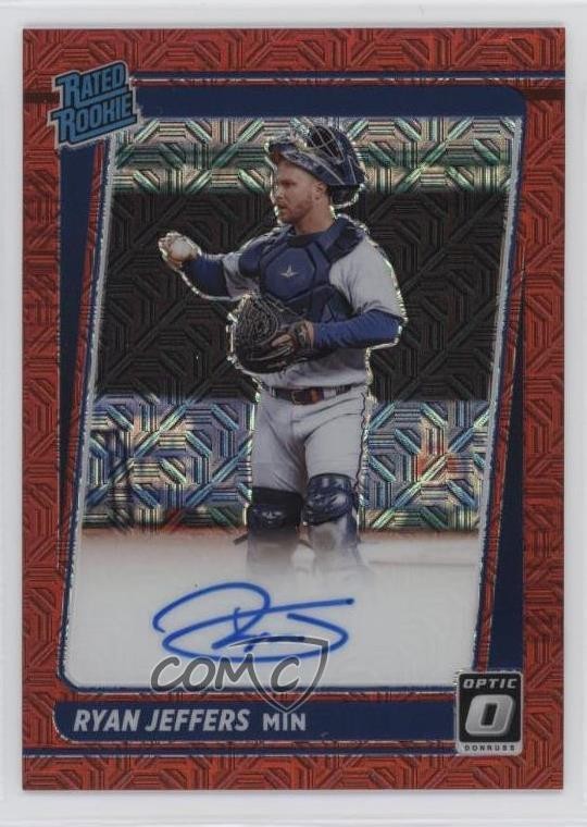 2021 Panini Donruss Optic Red Mojo Prizm 12/99 Ryan Jeffers #RRS-RJ Auto RC 17x8