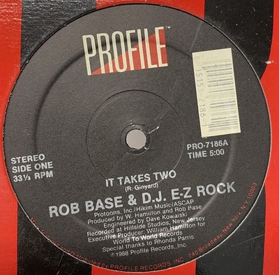 Rob Base & D.J. E-Z Rock - It Takes Two (12'', Single) 1988 Profile Electro VG+