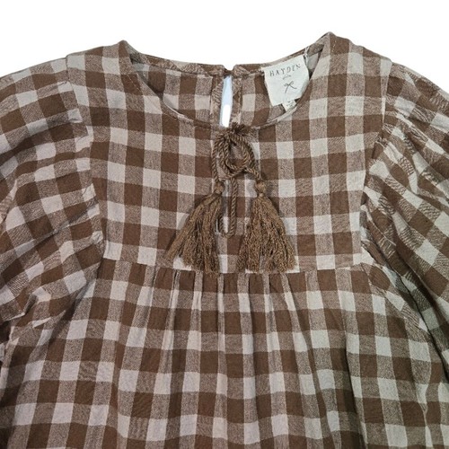 Hayden Girls Gingham Dress Girls Size Medium Brown Preppy Classic - Picture 4 of 9