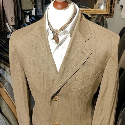 Vintage Herren 38R Fischgrät Karo Mantel Driving Over Pea Jacke Wolle Braun  - Bild 5 von 14