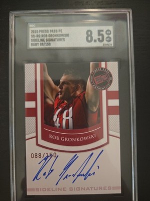 2010 Press Pass Rob Gronkowski Sidline Signatures Ruby /150 Auto SGC 8.5