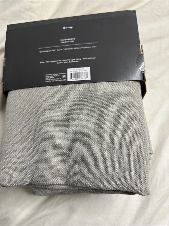 ⚡️ 1pc 50"W x 84"L Blackout Aruba Linen Gray Window Curtain Panel By Threshold - Image 2 of 2