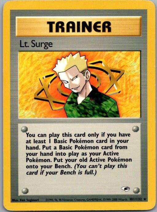 #101/132 Lt. Surge (101) Gym Heroes Rare