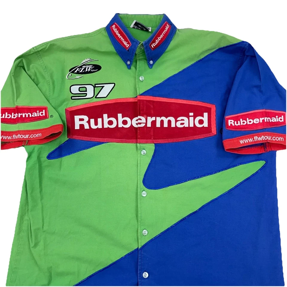 Camisa Nascar Vintage Hombres XXL Pit Crew Kurt Busch Rubbermaid Abotonada EE. UU. Foto 3 de 4