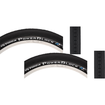 Pack of 2 Tioga PowerBlock Tire 20 x 1.95 Clincher Wire Black 60tpi