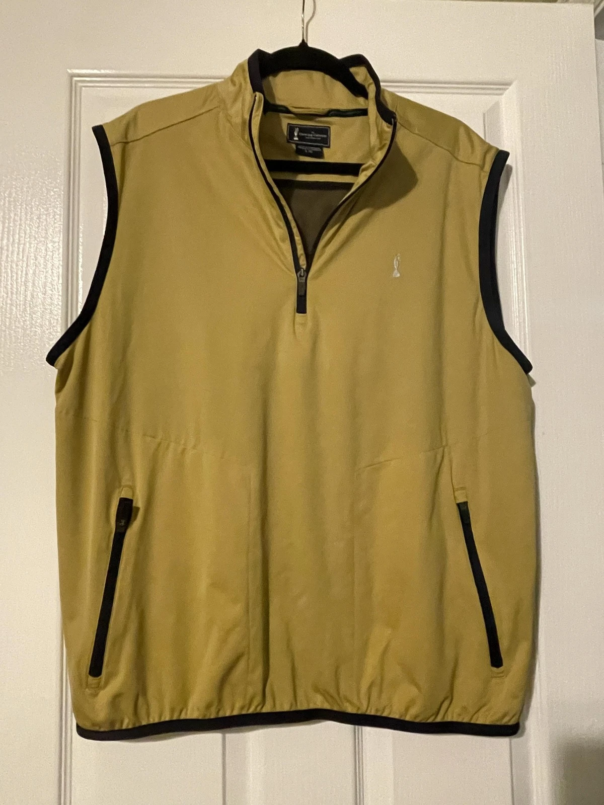 Adidas Claret Jug Collection Vest Mens Large Beige 1/4 Zip Golf Windbreaker