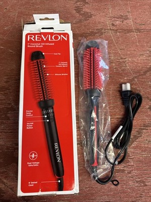 Revlon SmoothStay 1'' Heated Silicone Round Brush Coconut Oil New-Open Box