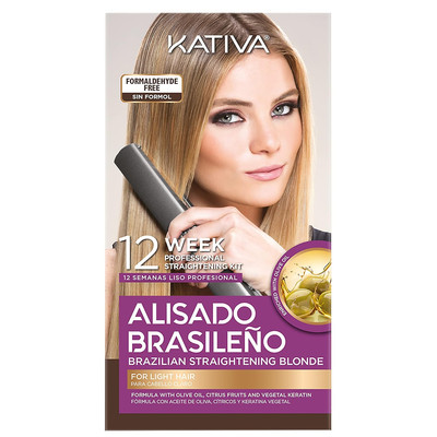 KATIVA Brazilian Keratin Hair Straightening Treatment Blonde, 12 Weeks Smooth Ha